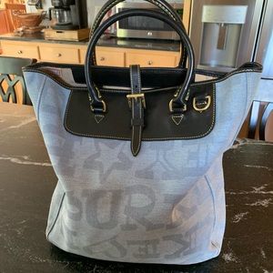 Dooney & Bourke Signature Light Blue Canvas Tote w/ Credit Card Holder/Wallet